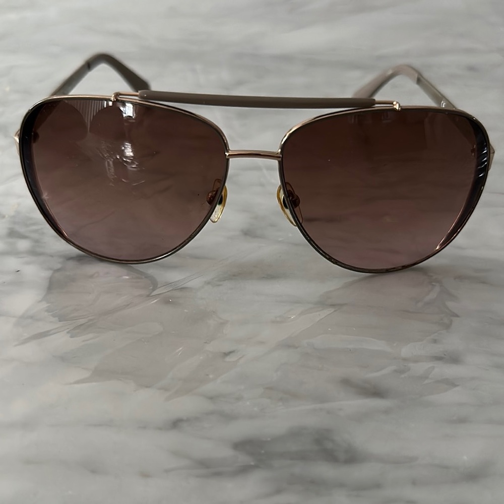 Michael Kors Brown Aviator Sunglasses with Metallic Frames